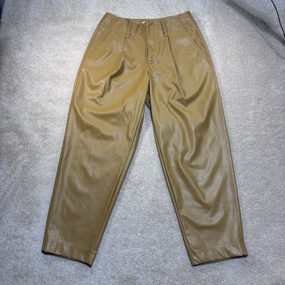 Brown High-Waisted Faux Leather Pants, A New Day, Women's, Size 6